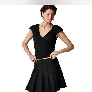 J. Crew Black Ruched Shoulder Tank